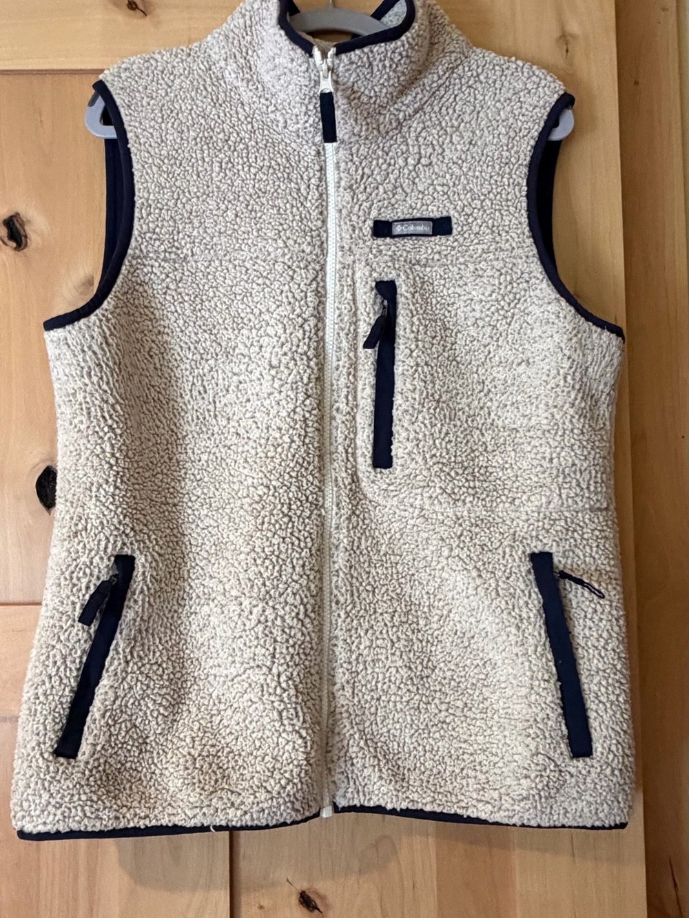 Columbia vest fleece beige with navy trim L